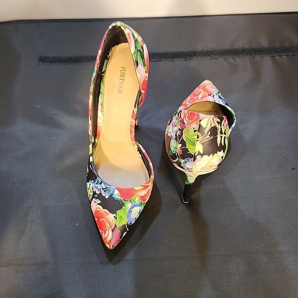 JUSTFAB FLORAL MULTI D'ORSAY HIGH HEEL PUMPS S2 - Picture 4 of 16